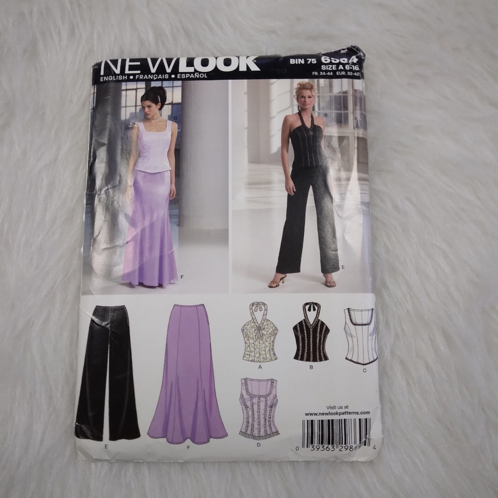 NEW LOOK 6584 Misses Sz 6-16 Tops In Variations, Pants, Skirt